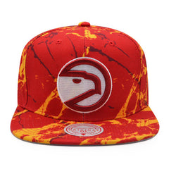 Atlanta Hawks Mitchell & Ness down for ALL Snapback Hat - Red/Yellow