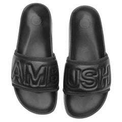 Padded Leather Slider- Black/Black