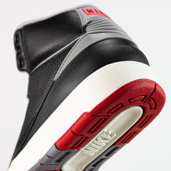 Kids Nike Air Jordan 2 Retro GS Black Cement Grey Fire Red White Sneaker Shoe Trainer