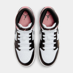 Air Jordan 1 Mid Grade School Lifestyle Shoes (White/Black/Rust Pink)