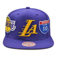 Los Angeles Lakers Mitchell & Ness NBA CHAMP PATCH up Snapback - Purple