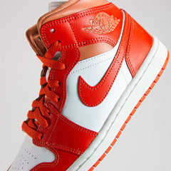 Wmns Nike Air Jordan 1 Mid Summit White Cosmic Clay Orange Red BQ6472-108 Sneaker Shoe Trainer