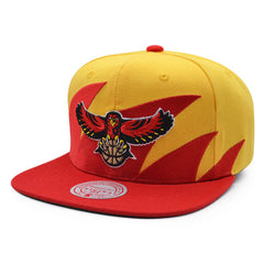 Atlanta Hawks NBA Mitchell & Ness SHARKTOOTH Snapback Hat - Red/Yellow
