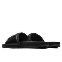 Padded Leather Slider- Black/Black