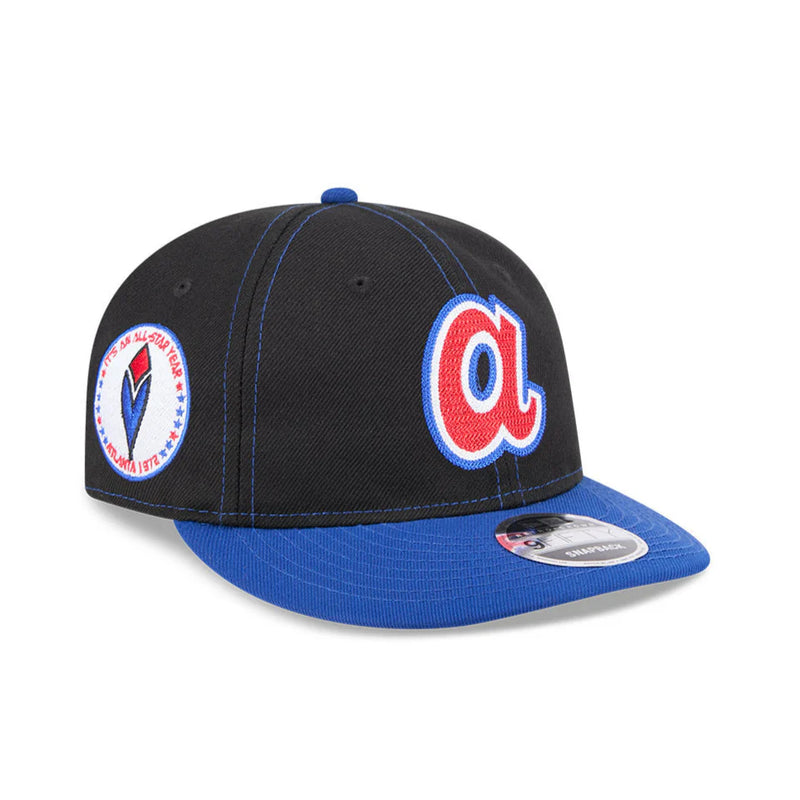 New Era 9Fifty Retro Crown Atlanta Braves 1972 All Star Year Patch Snapback Hat - Black, Royal