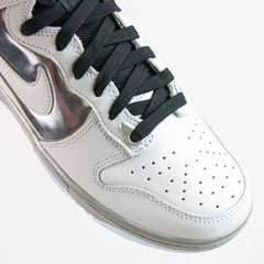 Wmns Nike Dunk High SE White Metallic Silver Black Grey Sneaker Shoe Trainer