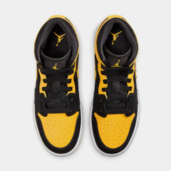 Air Jordan 1 Mid Grade School Lifestyle Shoes ( Black/White/Varsity Maize)
