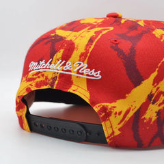 Atlanta Hawks Mitchell & Ness down for ALL Snapback Hat - Red/Yellow