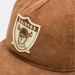 Las Vegas Raiders Golfer Snapback Mens Hat (Brown/White)