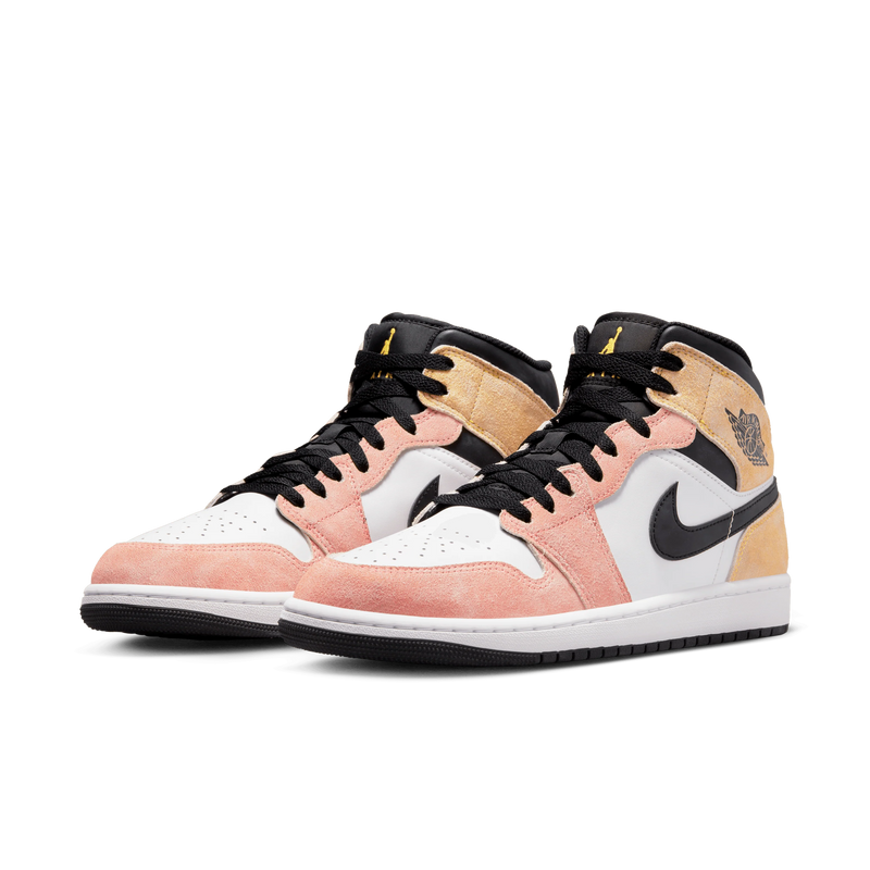 Kids Nike Air Jordan 1 Mid SE GS Flight Club Ember Sundial Pink White Black DX4332-800