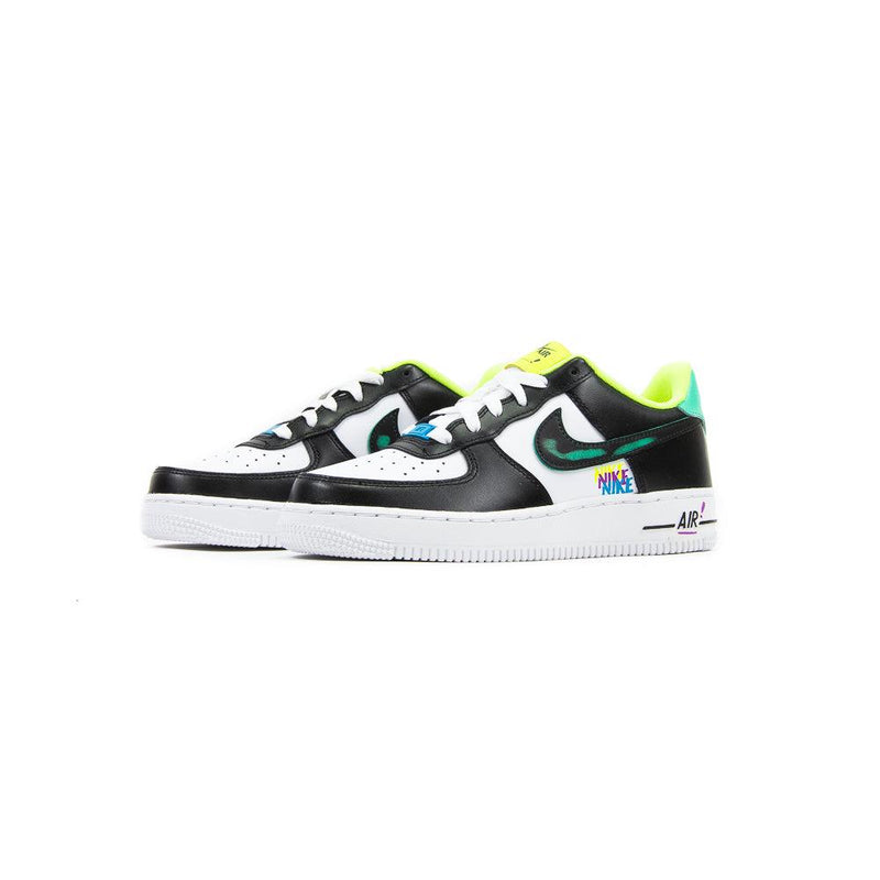 Kids Nike Air Force 1 LV8 GS White Black Laser Blue Volt Shoe Sneaker Trainer
