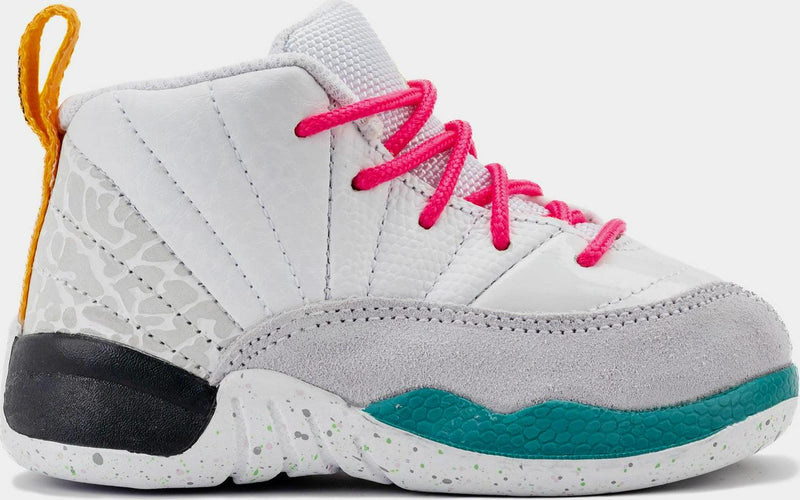 Kids Air Jordan 12 Infant TD White Vapor Green Photon Dust 850000-130 Shoe