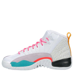 Kids Nike Air Jordan 12 White Green Pink Black Photon Dust 153265-130 Sneaker