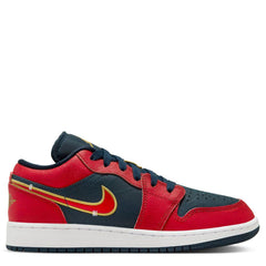 Kids Nike Air Jordan 1 Armory Navy Blue Metallic Gold Red FQ7380-400 Sneaker