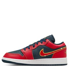 Kids Nike Air Jordan 1 Armory Navy Blue Metallic Gold Red FQ7380-400 Sneaker