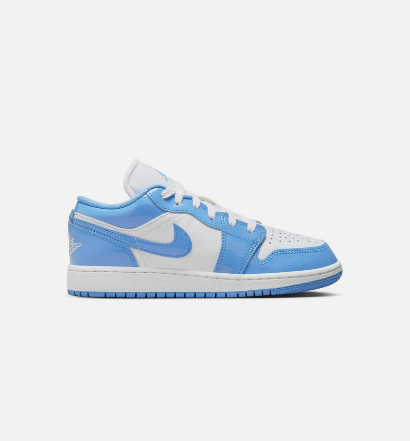 Kids Air Jordan 1 Low SE Legend Blue Patent GS White FZ3929-114 Shoe Sneaker