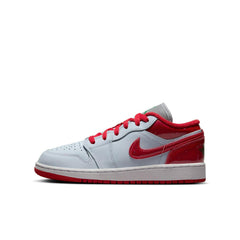 Kids Nike Air Jordan 1 Low SE GS Grey Red FQ1935-018 Sneaker Shoe Trainer