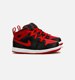 Kids Air Jordan 1 Mid TD Black Red White DQ8425-060 Shoe Sneaker Trainer