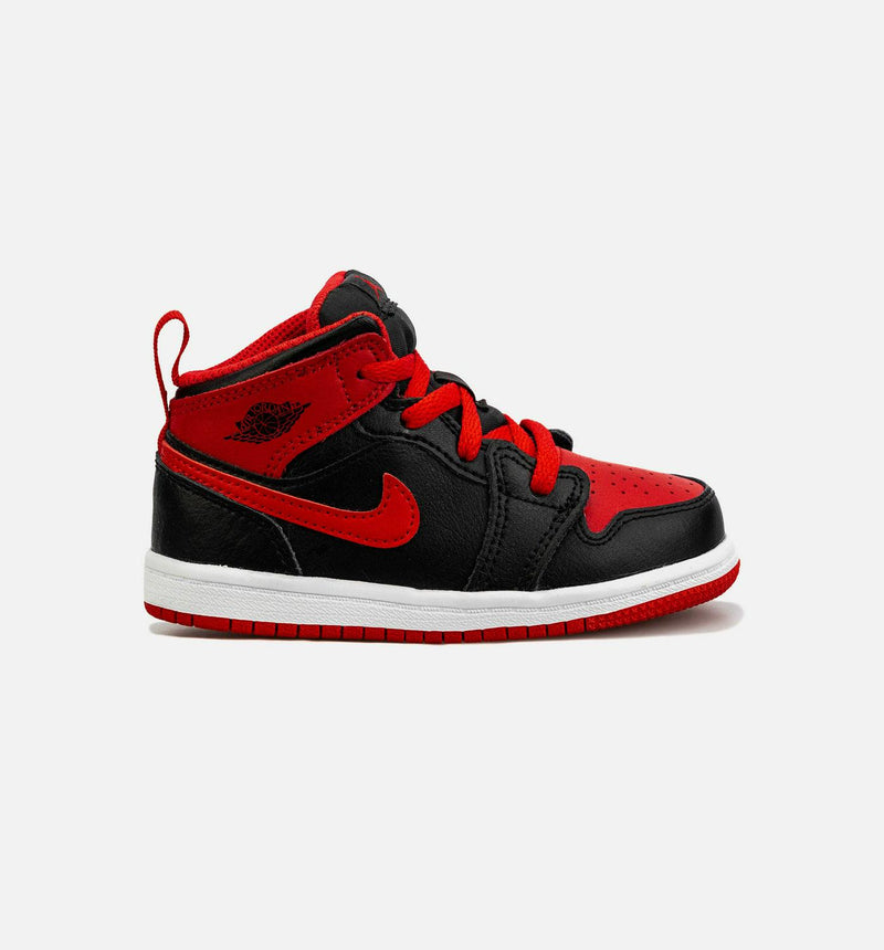 Kids Air Jordan 1 Mid TD Black Red White DQ8425-060 Shoe Sneaker Trainer