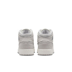 Kids Nike Air Jordan 1 Mid SE GS White Beige Grey FQ8088-002 Sneaker Shoe