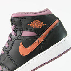 Kids Air Jordan 1 Mid SE GS Black Sky J Orange-Sky J Muave Shoe Sneaker Trainer