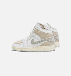 Kids Air Jordan 1 Mid SE Craft GS Grey Beige White FB9142-120 Sneaker Shoe