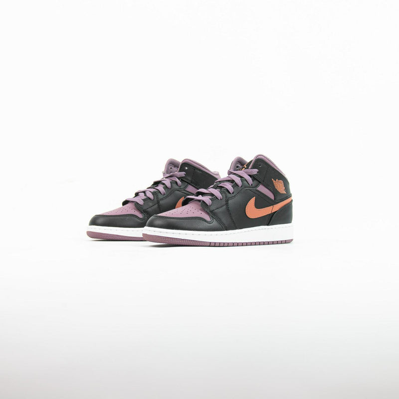 Kids Air Jordan 1 Mid SE GS Black Sky J Orange-Sky J Muave Shoe Sneaker Trainer