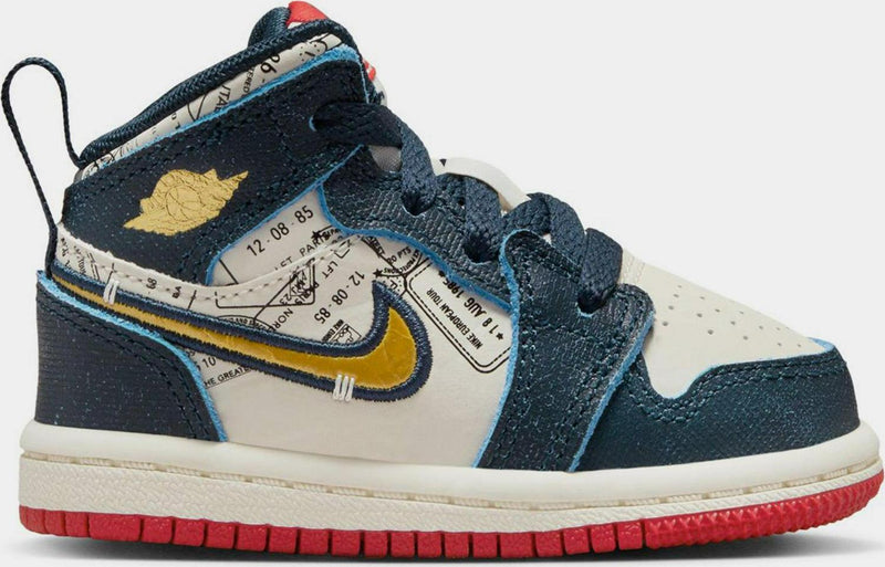 Kids Nike Air Jordan 1 Infant TD Armory Navy Metallic Gold Ivory FN1351-400 Shoe