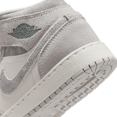 Kids Nike Air Jordan 1 Mid SE GS White Beige Grey FQ8088-002 Sneaker Shoe