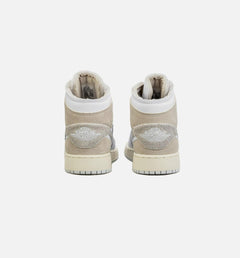 Kids Air Jordan 1 Mid SE Craft GS Grey Beige White FB9142-120 Sneaker Shoe