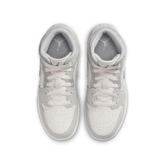 Kids Nike Air Jordan 1 Mid SE GS White Beige Grey FQ8088-002 Sneaker Shoe