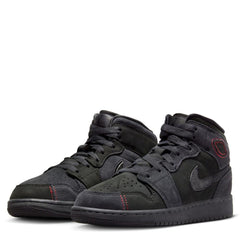 Kids Nike Air Jordan 1 Mid Se Craft Dark Smoke Grey Red Black FQ7742-001 Sneaker