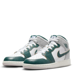 Kids Nike Air Jordan 1 Mid Oxidized Green Sail Neutral Grey FQ8088-103 Sneaker