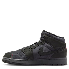 Kids Nike Air Jordan 1 Mid Se Craft Dark Smoke Grey Red Black FQ7742-001 Sneaker