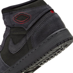 Kids Nike Air Jordan 1 Mid Se Craft Dark Smoke Grey Red Black FQ7742-001 Sneaker