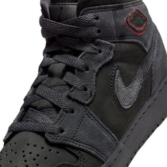 Kids Nike Air Jordan 1 Mid Se Craft Dark Smoke Grey Red Black FQ7742-001 Sneaker