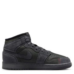 Kids Nike Air Jordan 1 Mid Se Craft Dark Smoke Grey Red Black FQ7742-001 Sneaker