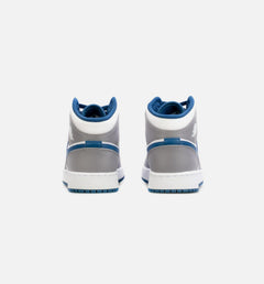 Kids Nike Air Jordan 1 Mid True Blue GS Grey White DQ8423-014 Sneaker Shoe
