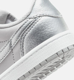 Kids Air Jordan 1 Retro Low OG Silver PS Neutral Grey Metallic Silver White Shoe