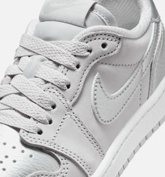 Kids Air Jordan 1 Retro Low OG Silver PS Neutral Grey Metallic Silver White Shoe