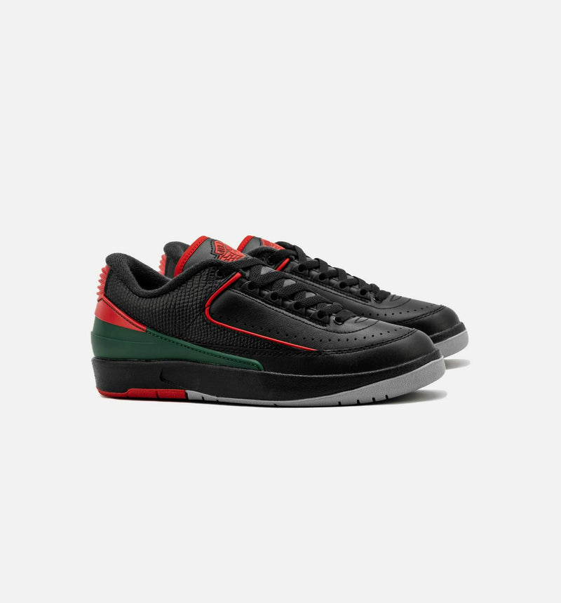 Kids Air Jordan 2 Retro Low Christmas GS Black Fire Red Cement Grey DV9956-006