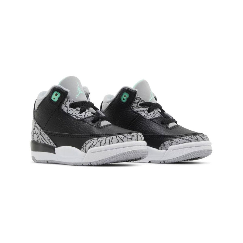 Kids Air Jordan 3 Retro TD Black Green Glow Gray DM0968-031 Shoe Sneaker Trainer