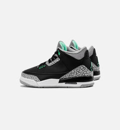Kids Air Jordan 3 Retro GS Black Green Glow Wolf Grey White DM0967-031 Sneaker