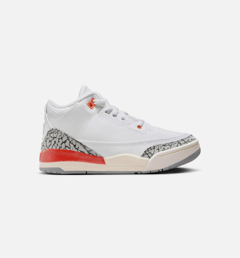 Kids Air Jordan 3 Retro Georgia Peach PS White Cement Grey FQ9174-121 Sneaker