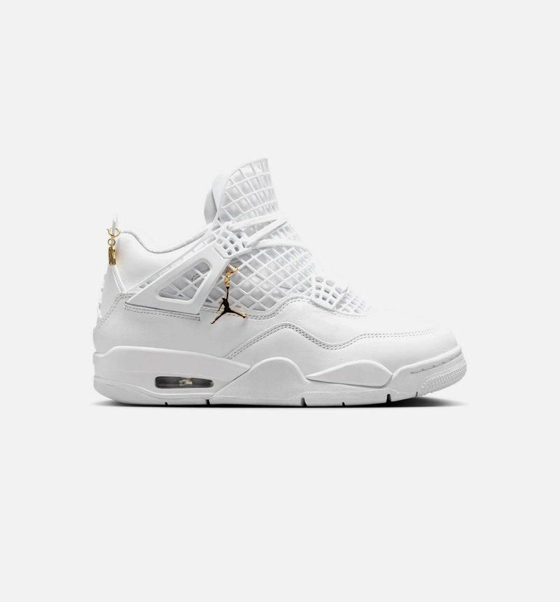 Wmns Nike Air Jordan 4 Retro Net Triple White Black Gold FN7251-107 Sneaker Shoe