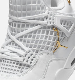 Wmns Nike Air Jordan 4 Retro Net Triple White Black Gold FN7251-107 Sneaker Shoe