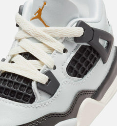 Kids Air Jordan 4 Retro TD Platinum Gold Pure Metallic Gold Black Shoe Sneaker