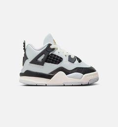 Kids Air Jordan 4 Retro TD Platinum Gold Pure Metallic Gold Black Shoe Sneaker