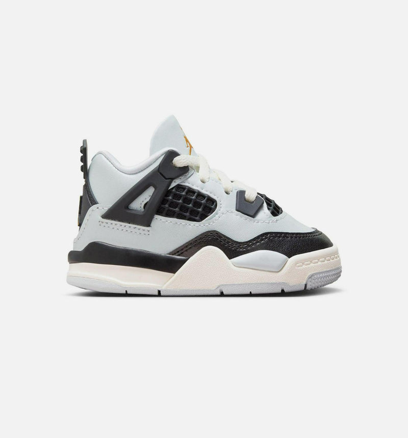 Kids Air Jordan 4 Retro TD Platinum Gold Pure Metallic Gold Black Shoe Sneaker
