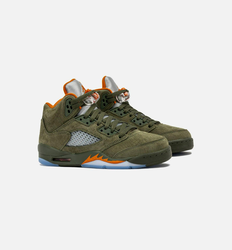 Kids Air Jordan 5 Retro GS Army Olive Solar Orange 440888-308 Shoe Sneaker
